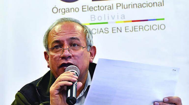 [Bolivia] Vicepresidente del TSE descarta renunciar y garantiza el calendario electoral