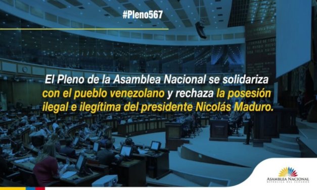 (Ecuador) La Asamblea de Ecuador rechazó la posesión «ilegal» de Nicolás Maduro en Venezuela