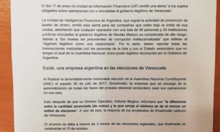 (Argentina) Transparencia Electoral solicitó a la UIF que se informe sobre las operaciones de la empresa argentina ExClé, encargada de las elecciones en Venezuela