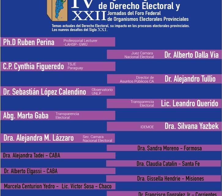 (Argentina) Transparencia Electoral participará en el IV Congreso Internacional sobre Derecho Electoral