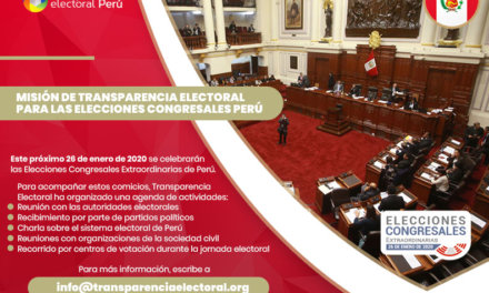 Transparencia Electoral desarrollará una Misión de Observación Electoral en el marco de las elecciones congresales de Perú
