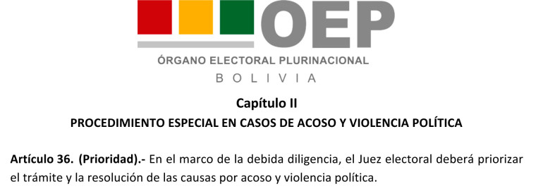 (Bolivia) Jueces electorales podrán resolver casos de acoso político, sancionar y establecer medidas de protección y reparación a la víctima