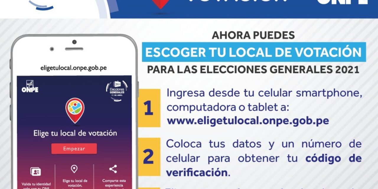 [Perú] ONPE: “50 mil peruanos ya han hecho uso de ‘Elige tu local de votación’”