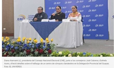Autoridades del CNE piden aplicar ‘todo el peso de la ley’ a involucrados con un centro de cómputo clandestino hallado en la Delegación Electoral del Guayas