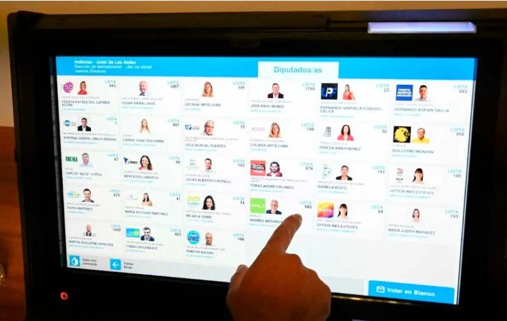 En el voto por categoría se verá el logo partidario (si lo hubiera) y la foto del primer candidato. Foto: Florencia Salto.