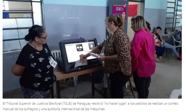La justicia electoral de Paraguay denegó los pedidos de conteo manual y auditoría internacional
