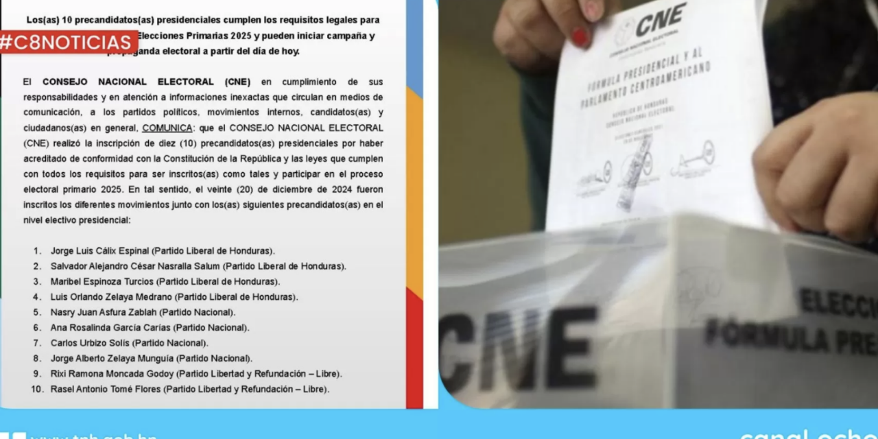 CNE oficializa inscripción de precandidatos presidenciales para Elecciones Primarias 2025